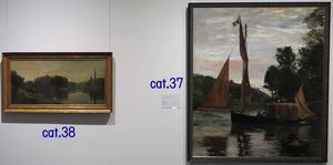 cat.38シャルル＝フランソワ・ドービニー《オワーズ川の中州》公益財団法人 村内美術館、cat.37シャルル＝フランソワ・ドービニー《ボッタン号》フランス、個人蔵