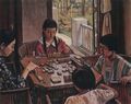 洋画《麻 雀》石井柏亭